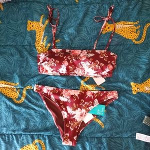 Burgundy Floral Swimsuit